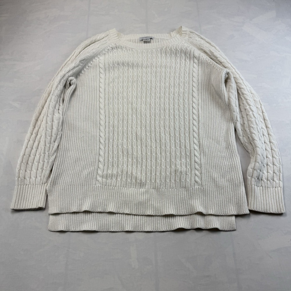 Liz Claiborne Cable Knit Sweater Womens XL Cream Cotton Blend Pullover
